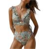 image:imageMakeMeChic Womens 2 Piece Tankini Swimsuits Boho Floral High Waisted Tummy Control Bathing SuitCadet Blue