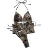 image:imageMakeMeChic Womens 2 Piece Tankini Swimsuits Cheetah Zebra Striped Halter Lace Up Summer Beach ClothingMulticolor