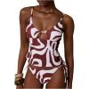 image:imageMakeMeChic Womens 2 Piece Tankini Swimsuits Cut Out Tie Side Thong Bathing SuitBrown