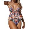image:imageMakeMeChic Womens 2 Piece Tropical Tankini Swimsuits Floral Halter Tie Back Ruffle Bathing SuitsMulticolor