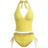 image:imageMakeMeChic Womens Gingham Tankini Swimsuit Halter Ruffle High Waisted Modest Two Piece Bathing SuitsYellow
