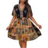 image:imageMakeMeChic Womens Plus Size Boho Dress Half Sleeve Flowy Sundress V Neck Summer Short DressesBlack