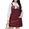 image:imageMakeMeChic Womens Plus Size Christmas Overall Dress Leopard Print Pinafore Adjustable Strap Short DressBurgundy