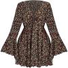 image:imageMakeMeChic Womens Plus Size Floral Bell Sleeve Mini Dress V Neck Flare Boho Summer DressesMulticolor