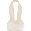 image:imageMakeMeChic Womens Plus Size Halter Mini Dress Open Back Mesh Sheer Draped Bodycon Dresses Y2K Club OutfitApricot