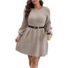 image:imageMakeMeChic Womens Plus Size Sweater Dress Long Sleeve Crew Neck Fall Winter Pullovers Jumper DressesApricot