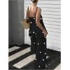 image:imageMakeMeChic Womens 2 Piece Outfits Polka Dots Spaghetti Strap Cami Top and Pants Summer Matching SetBlack