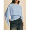 image:imageMakeMeChic Womens Asymmetrical Crop Tops Dressy Blouse Chiffon Mesh Sheer Summer Going Out TopsBlue