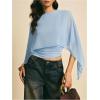 image:imageMakeMeChic Womens Asymmetrical Crop Tops Dressy Blouse Chiffon Mesh Sheer Summer Going Out TopsBlue