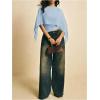 image:imageMakeMeChic Womens Asymmetrical Crop Tops Dressy Blouse Chiffon Mesh Sheer Summer Going Out TopsBlue