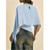 image:imageMakeMeChic Womens Asymmetrical Crop Tops Dressy Blouse Chiffon Mesh Sheer Summer Going Out TopsBlue