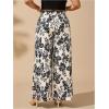 image:imageMakeMeChic Womens Boho Plus Size Floral Print Pants Vacation High Waisted Wide Leg TrousersBlack and White