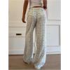 image:imageMakeMeChic Womens Cartoon Print Striped Pants Elastic Waist Drawstring Straight Leg TrousersCartoon Blue