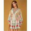 image:imageMakeMeChic Womens Deep V Neck Mini Dress Summer Beach Vacation Backless Dresses Casual SundressMulticolor
