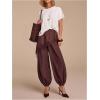 image:imageMakeMeChic Womens Dressy Lace Harem Pants Summer Satin Silk Barrel PantsBrown