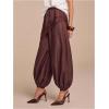 image:imageMakeMeChic Womens Dressy Lace Harem Pants Summer Satin Silk Barrel PantsBrown