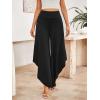 image:imageMakeMeChic Womens Elastic Waisted Ruffled Pants Fall Palazzo Pants Streetwear TrousersBlack