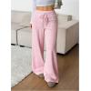 image:imageMakeMeChic Womens Fall Wide Leg Sweatpants Yoga Travel Pants Drawstring Straight Leg TrousersPink
