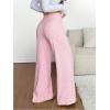 image:imageMakeMeChic Womens Fall Wide Leg Sweatpants Yoga Travel Pants Drawstring Straight Leg TrousersPink