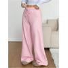 image:imageMakeMeChic Womens Fall Wide Leg Sweatpants Yoga Travel Pants Drawstring Straight Leg TrousersPink