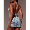 image:imageMakeMeChic Womens Floral Sequin Skirt Sparkly Low Waist Bodycon Party Short SkirtsBlue