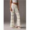 image:imageMakeMeChic Womens Lace Ruffle Layered Vacation Beach Pants Drawstring Waist Mesh Wide Leg Pants Boho TrousersApricot