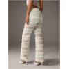 image:imageMakeMeChic Womens Lace Ruffle Layered Vacation Beach Pants Drawstring Waist Mesh Wide Leg Pants Boho TrousersApricot