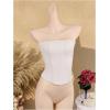 image:imageMakeMeChic Womens Mesh Strapless Bustier Corset Lace Up Back Overbust Tube TopsBeige