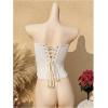 image:imageMakeMeChic Womens Mesh Strapless Bustier Corset Lace Up Back Overbust Tube TopsBeige
