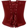 image:imageMakeMeChic Womens Mesh Strapless Bustier Corset Lace Up Back Overbust Tube TopsBurgundy