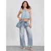 image:imageMakeMeChic Womens Polka Dots Halter Crop Tops Metal Open Back Sleeveless Going Out TopBlue