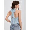 image:imageMakeMeChic Womens Polka Dots Halter Crop Tops Metal Open Back Sleeveless Going Out TopBlue