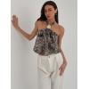 image:imageMakeMeChic Womens Polka Dots Halter Crop Tops Metal Open Back Sleeveless Going Out TopBrown Multi