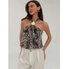 image:imageMakeMeChic Womens Polka Dots Halter Crop Tops Metal Open Back Sleeveless Going Out TopBrown Multi