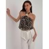 image:imageMakeMeChic Womens Polka Dots Halter Crop Tops Metal Open Back Sleeveless Going Out TopLeopard Brown