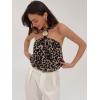 image:imageMakeMeChic Womens Polka Dots Halter Crop Tops Metal Open Back Sleeveless Going Out TopLeopard Brown