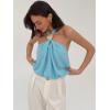 image:imageMakeMeChic Womens Polka Dots Halter Crop Tops Metal Open Back Sleeveless Going Out TopMint Blue