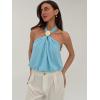 image:imageMakeMeChic Womens Polka Dots Halter Crop Tops Metal Open Back Sleeveless Going Out TopMint Blue