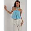 image:imageMakeMeChic Womens Polka Dots Halter Crop Tops Metal Open Back Sleeveless Going Out TopMint Blue