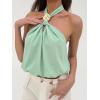 image:imageMakeMeChic Womens Polka Dots Halter Crop Tops Metal Open Back Sleeveless Going Out TopMint Green