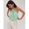 image:imageMakeMeChic Womens Polka Dots Halter Crop Tops Metal Open Back Sleeveless Going Out TopMint Green