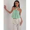 image:imageMakeMeChic Womens Polka Dots Halter Crop Tops Metal Open Back Sleeveless Going Out TopMint Green