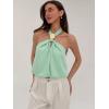 image:imageMakeMeChic Womens Polka Dots Halter Crop Tops Metal Open Back Sleeveless Going Out TopMint Green