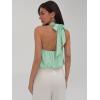 image:imageMakeMeChic Womens Polka Dots Halter Crop Tops Metal Open Back Sleeveless Going Out TopMint Green