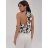 image:imageMakeMeChic Womens Polka Dots Halter Crop Tops Metal Open Back Sleeveless Going Out TopMulti Brown