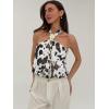 image:imageMakeMeChic Womens Polka Dots Halter Crop Tops Metal Open Back Sleeveless Going Out TopMulti Brown