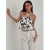 image:imageMakeMeChic Womens Polka Dots Halter Crop Tops Metal Open Back Sleeveless Going Out TopMulti Brown