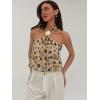 image:imageMakeMeChic Womens Polka Dots Halter Crop Tops Metal Open Back Sleeveless Going Out TopTie Dye Green