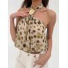 image:imageMakeMeChic Womens Polka Dots Halter Crop Tops Metal Open Back Sleeveless Going Out TopTie Dye Green