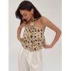image:imageMakeMeChic Womens Polka Dots Halter Crop Tops Metal Open Back Sleeveless Going Out TopTie Dye Green
